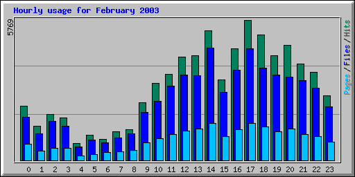 Hourly usage for February 2003